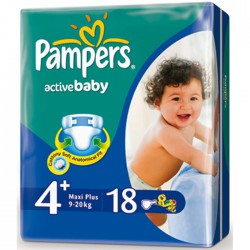 Подгузники, Pampers (Памперс) 9-20 кг р. 4+ №120 актив беби макси плюс