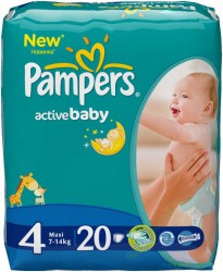 Подгузники, Pampers (Памперс) 7-14 кг р. 4 20 шт актив беби макси